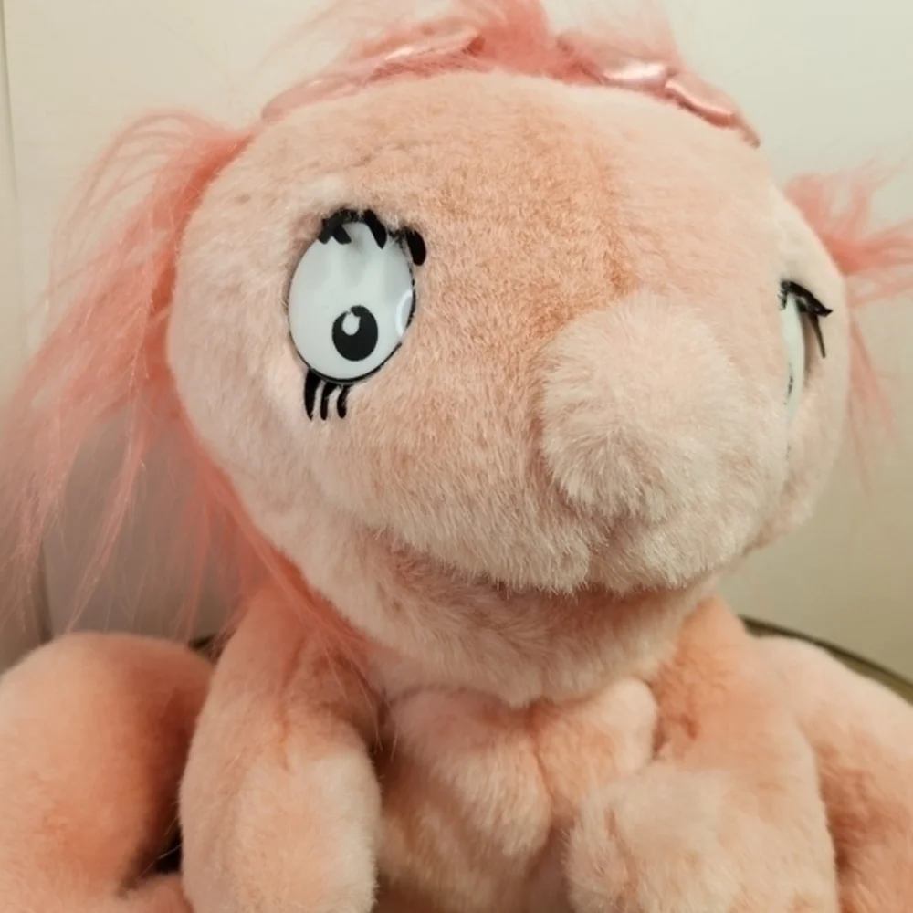 Pinky Full Body Hand Puppet Plush Long Pink Hair Pink‎ Stuffed Animal Toy 13